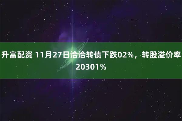 升富配资 11月27日洽洽转债下跌02%，转股溢价率20301%