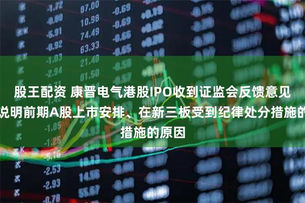 股王配资 康晋电气港股IPO收到证监会反馈意见：需说明前期A股上市安排、在新三板受到纪律处分措施的原因